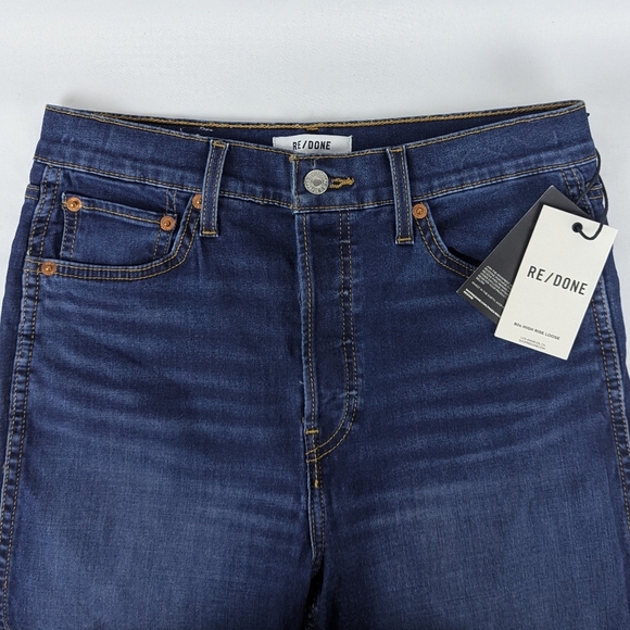 RE/DONE Jeans 90s High Rise Loose Straight Leg Button Fly Deep Faded Blue 27 NWT - Picture 5 of 15